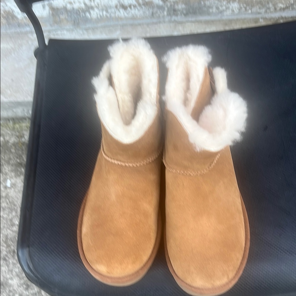 UGG Tan Kids Boots with Cream Fur